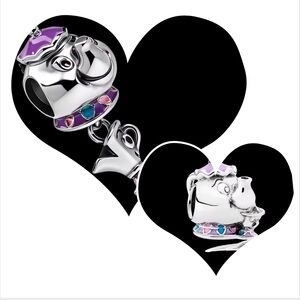 NWOT 2pc Pandora Beauty & the Beast Mrs Potts & Chip Charms